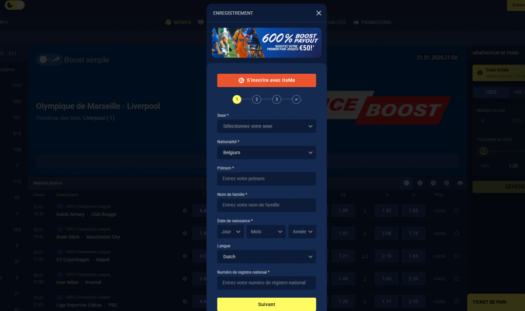 s'inscrire sur Magic Betting paris sportifs
