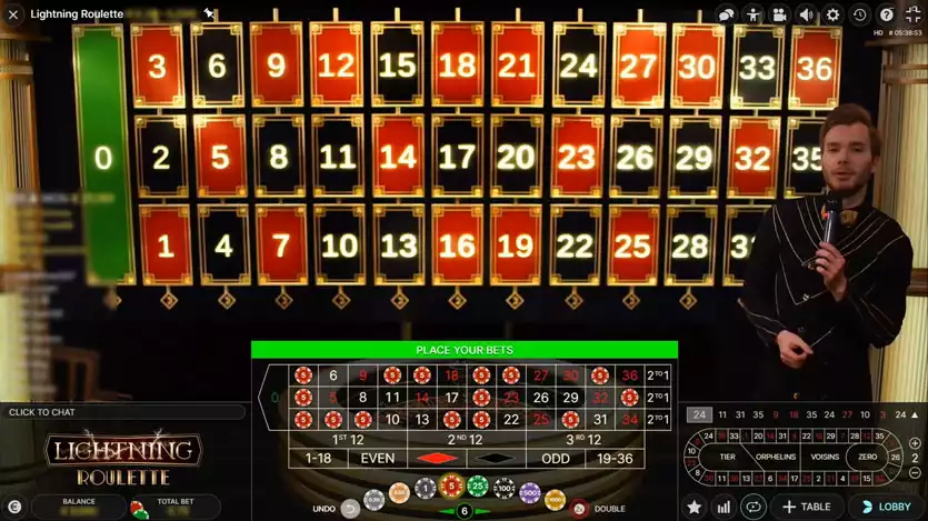 Le gameplay Lightning Roulette